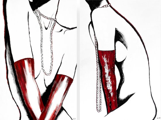 Blushing Muse in Red Gloves
