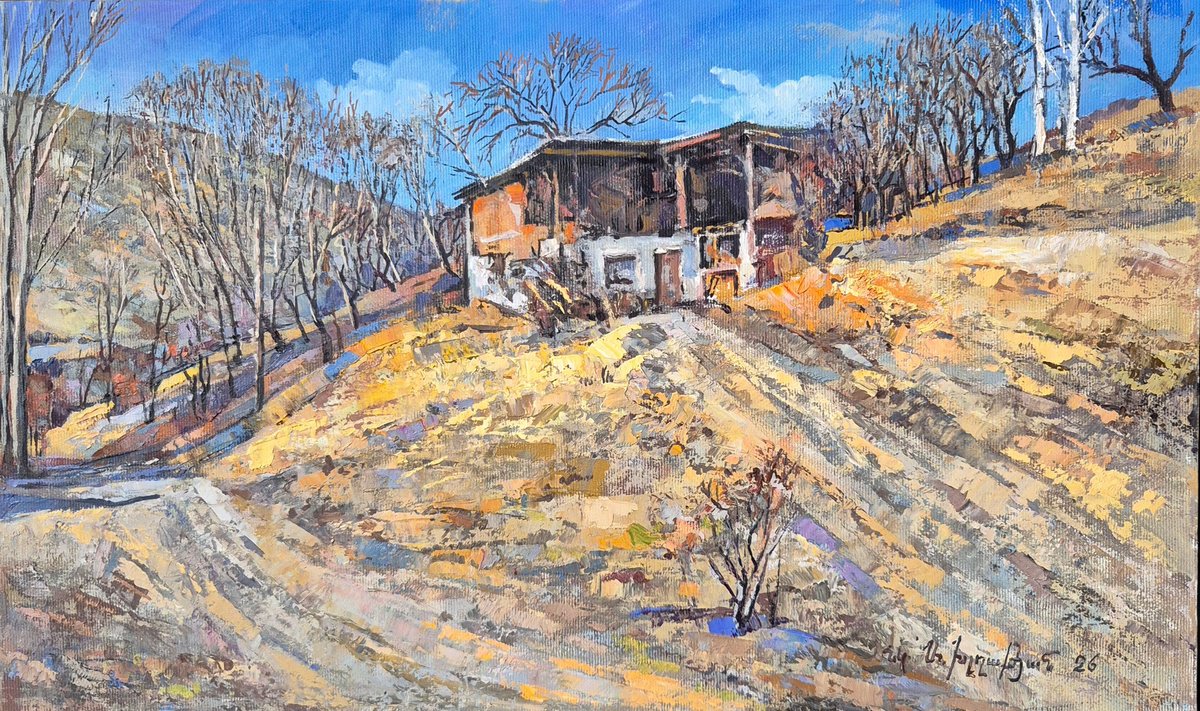 House On The Hill By Aramayis Khlghatyan, 20 X 12, Artwork For Sale On Artfinder
