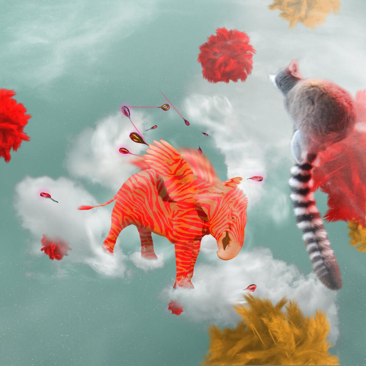 Surrealistic Animal Print By Vanessa T Stefanova, 24 X 24", Zeblephant, Original Artwork