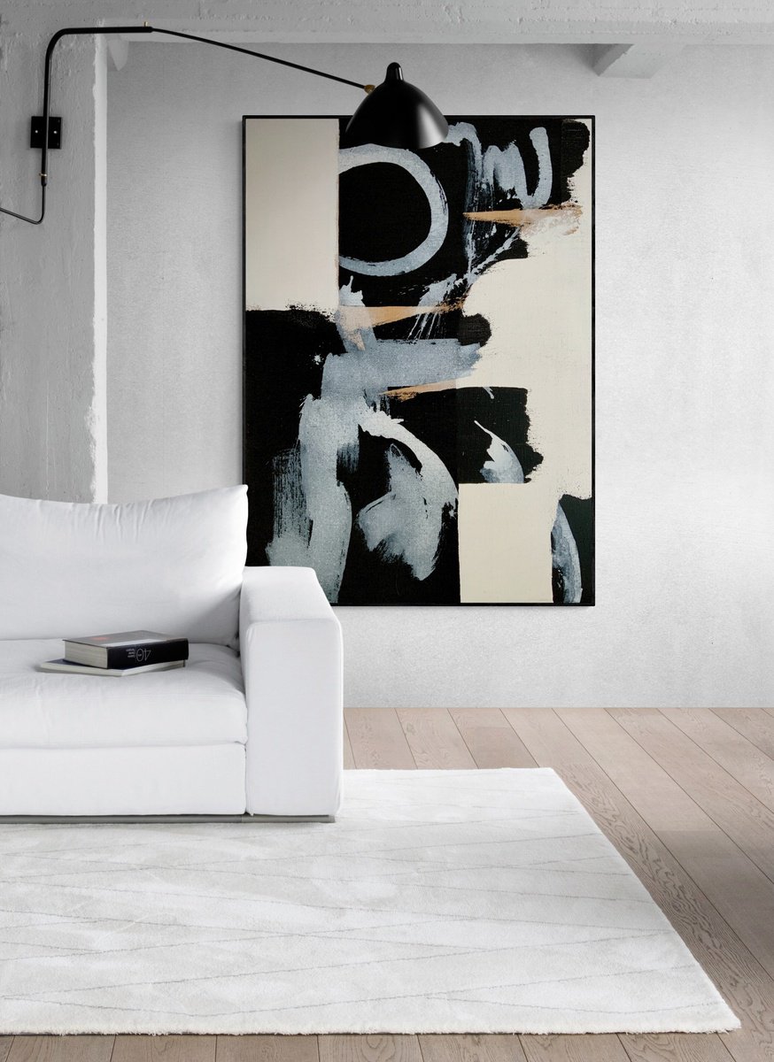 Abstraction No. 2622 -2 black & white XL by Anita Kaufmann