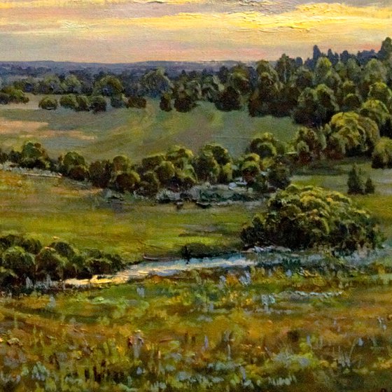 Plain river landscape. Riverhead oil painting Oil painting by Dmitry