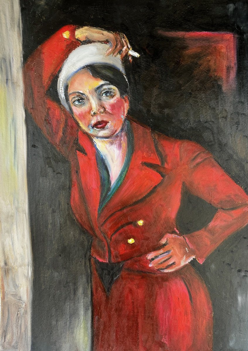 Expressive Portrait Pastel Drawing By Irina Anis, 16 X 21, Inspired By Georg Tappert, Original Artwork