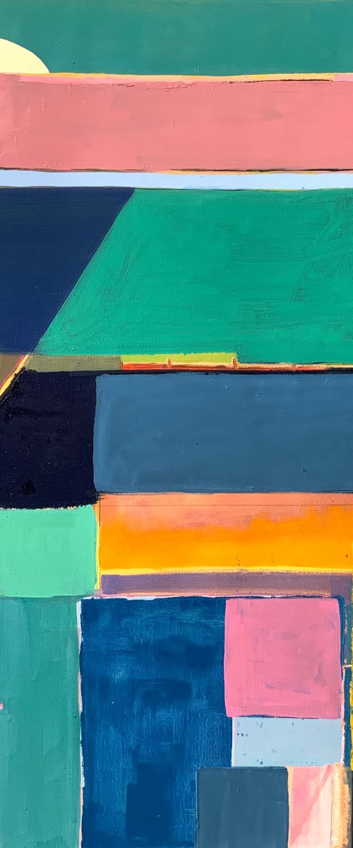 Abstract Landscape 33 with a Yellow Ladder and North Charleston Containers by Steven Page Prewitt