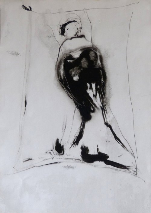 Black and white minimalist sketch 1, 29x42 cm by Frederic Belaubre