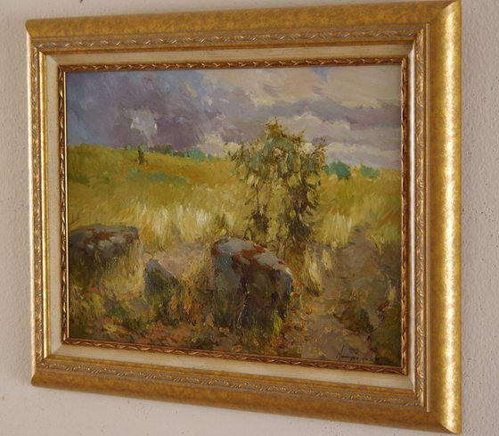 Landscape  Original oil painting  Handmade artwork Framed Ready to Hang One of a kind