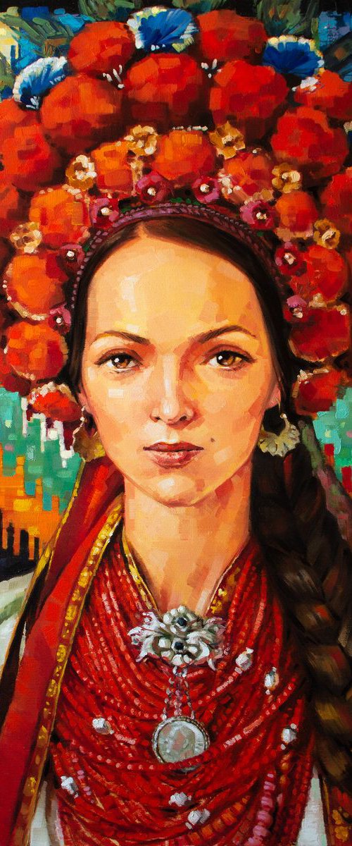 UKRAINIAN BEAUTY IN FOLK COSTUME by Yaroslav Sobol (Beautiful Girl Portrait ethno style ethnic style boho style Home Decor Gift) by Yaroslav Sobol