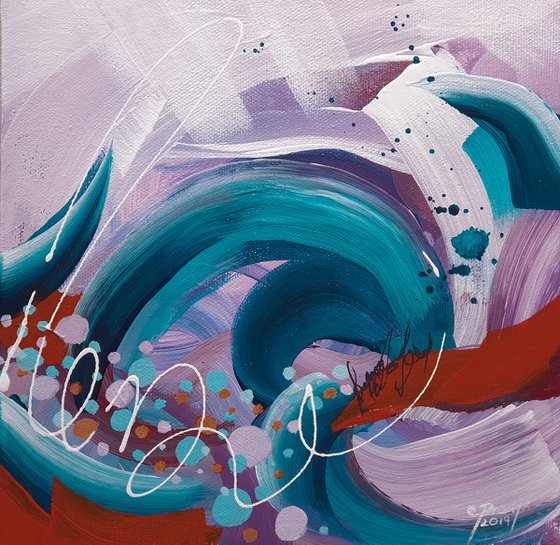 Sous l’océan 4 - Original small abstract painting - Ready to hang