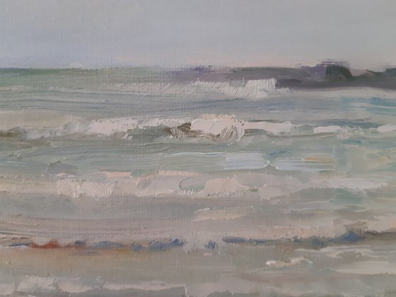 Seascape, original, oil on canvas impressionistic landscape