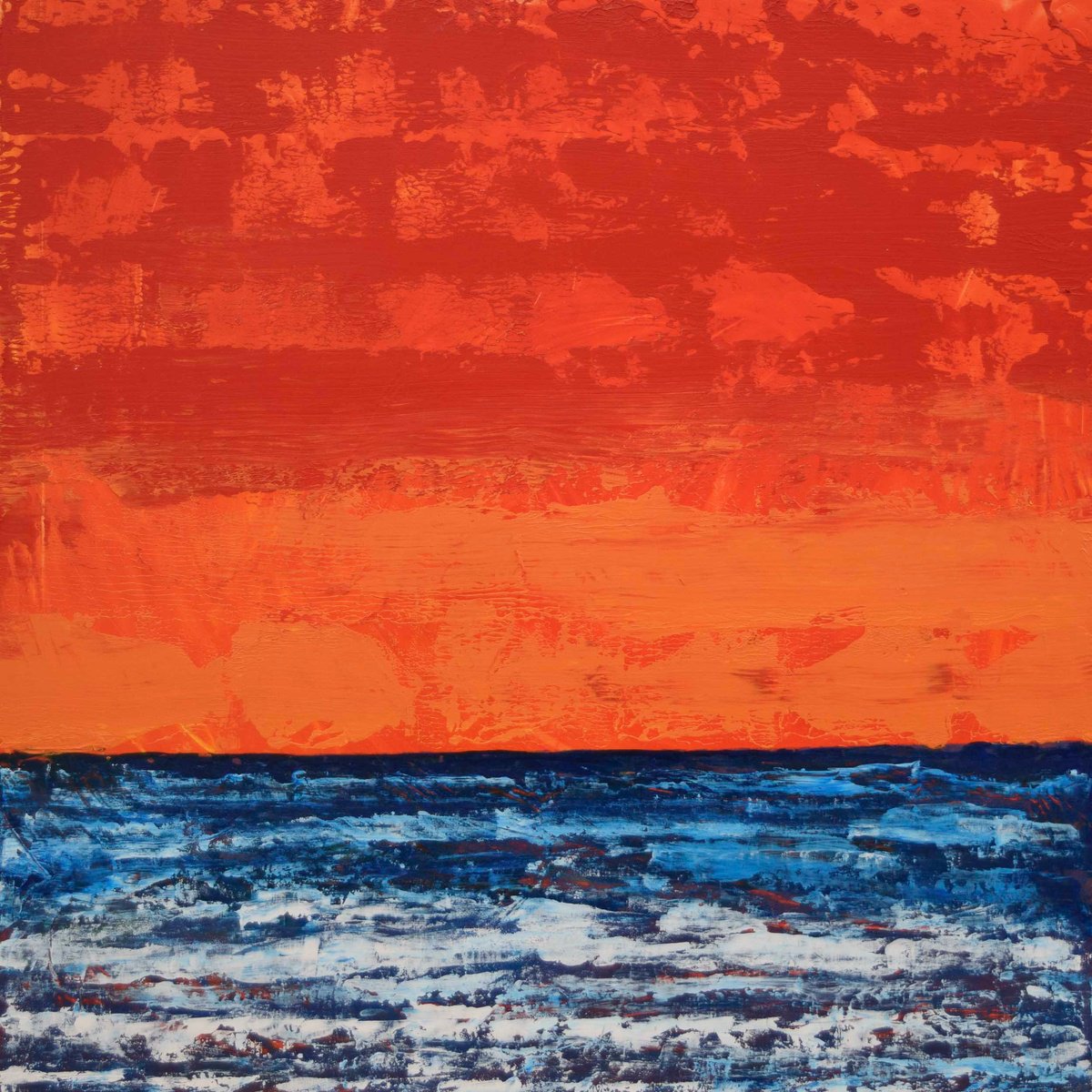 Impressionistic Landscape Acrylic Painting By Km Arts, 30 X 30", September Sunset, Original Artwork