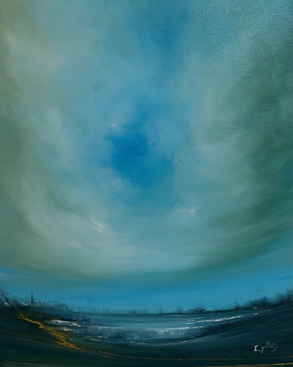 Impressionistic Landscape Acrylic Painting By Timea Valsami, 16 X 20", A Land In Shadows, Original Artwork