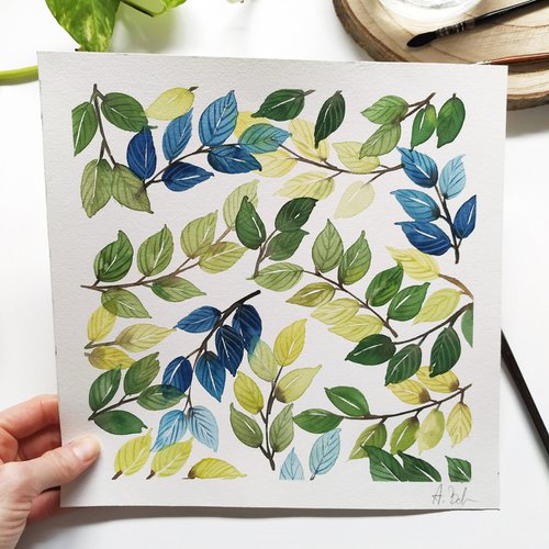 Watercolor Eucalyptus Leaves by Anja Boban