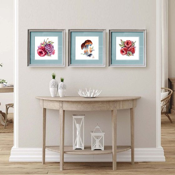 Triptych "Berries + Mushroom"