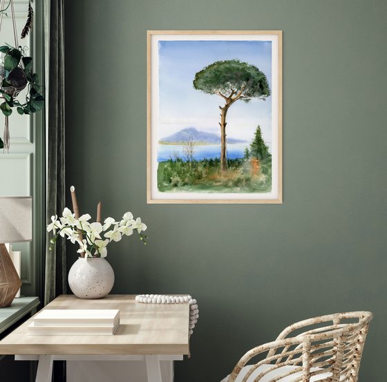 Pine Tree with Mount Vesuvius