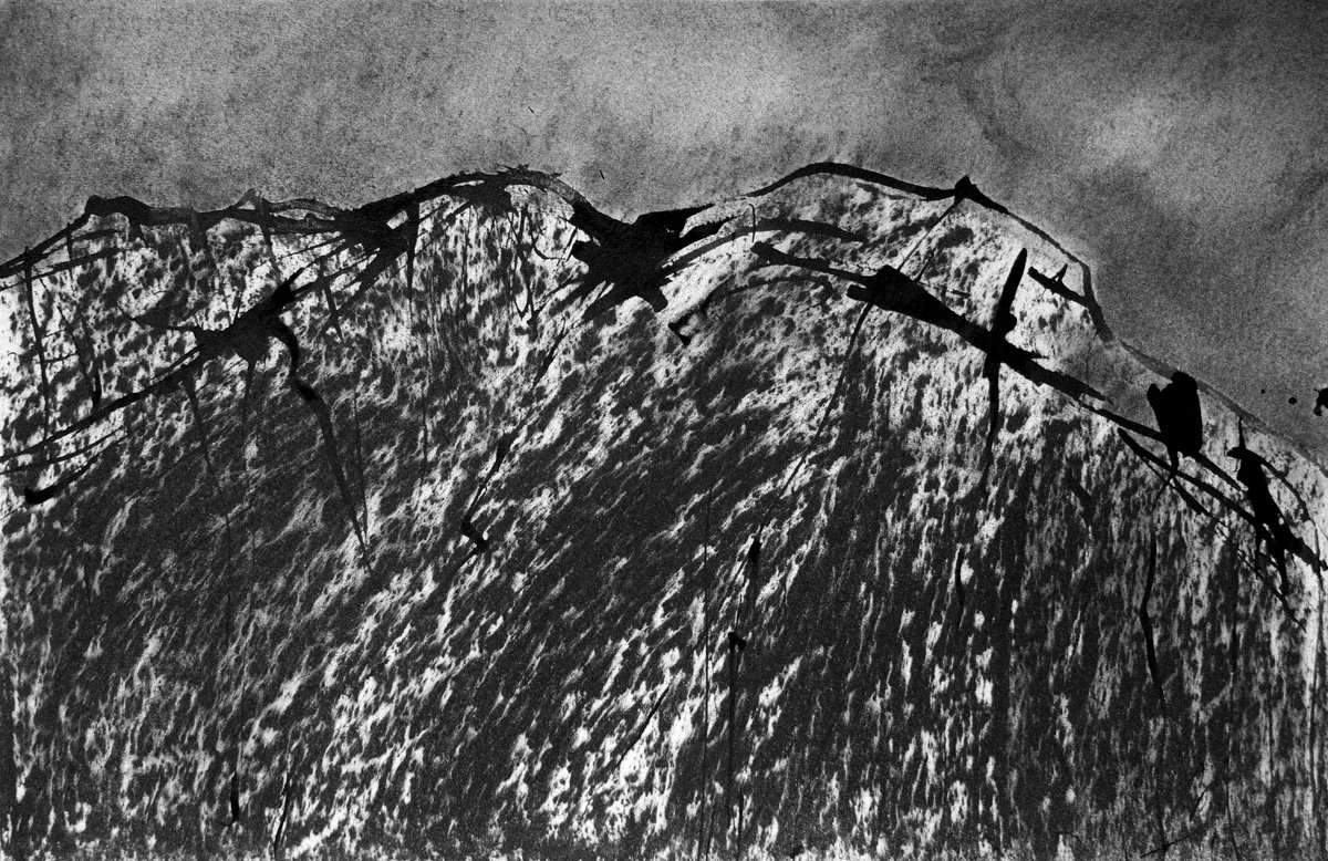 Abstract Landscape Charcoal Drawing By Elizabeth Anne Fox, 24 X 17, Ridge 2, Original Artwork