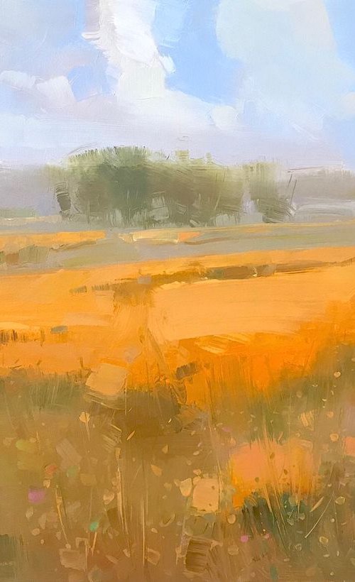 Flowers Valley, Landscape oil painting, One of a kind, Signed, Handmade artwork by Vahe Yeremyan