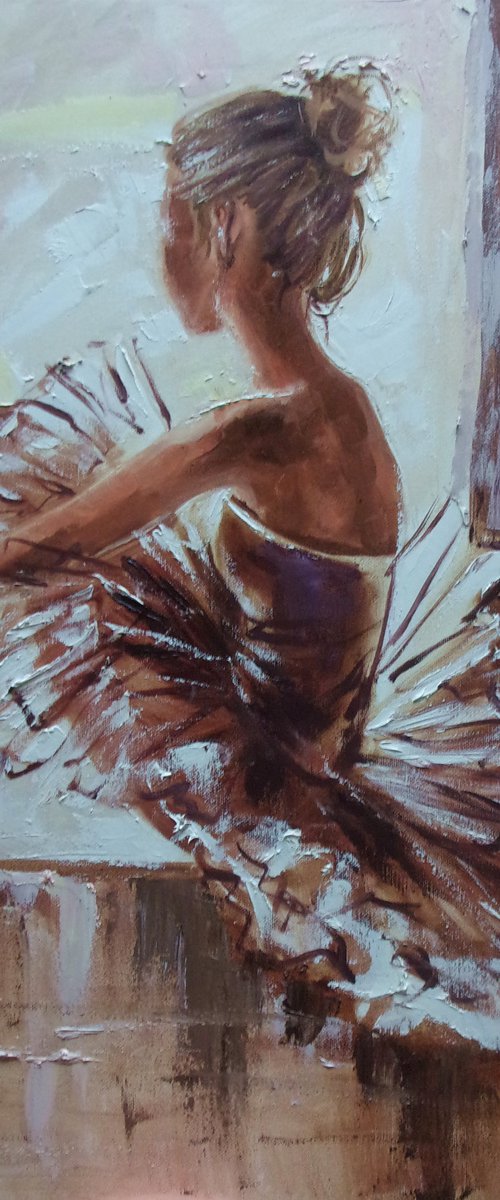 " CONCENTRATION ... " ballet original painting palette knife GIFT MODERN URBAN ART OFFICE ART DECOR HOME DECOR GIFT IDEA by Monika Luniak