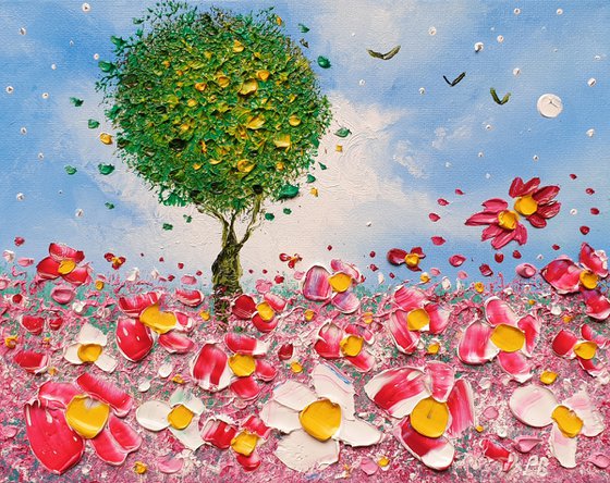 "Spring Tree & Flowers in Love"