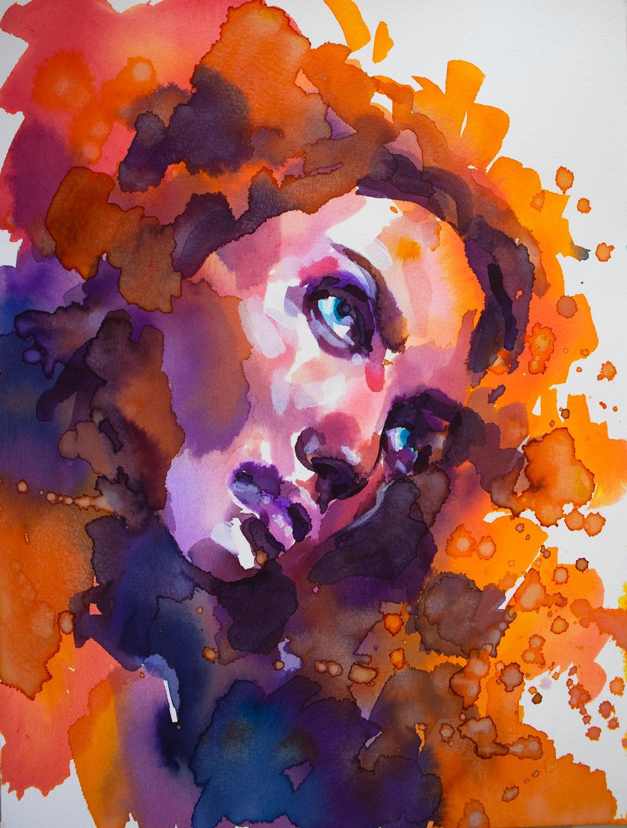 Impressionistic Portrait Watercolour By Kateryna Bortsova, 9 X 13", Red Hair Girl Watercolour Portrait Painting, Artfinder