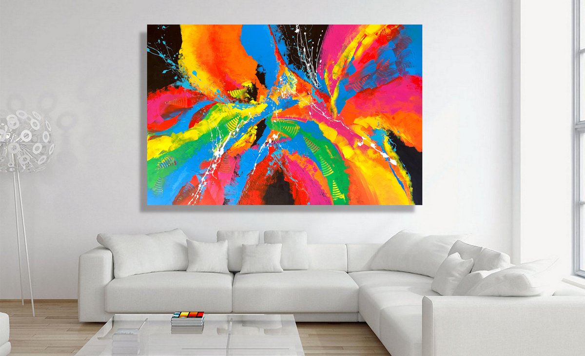 Abstract Acrylic Painting By Julijana Ravbar, 59 X 39", Alive Again, Original Artwork