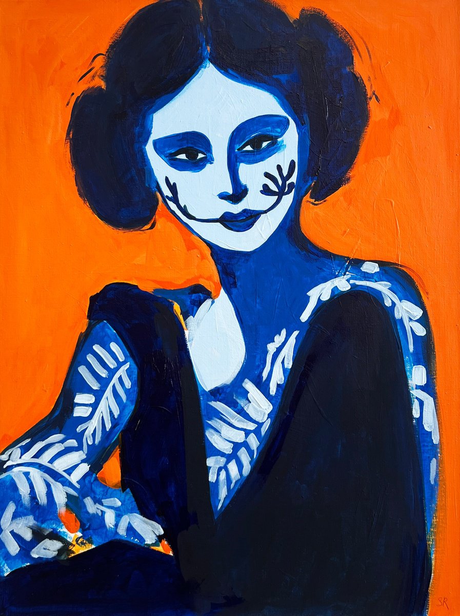 Halloween Woman blue & orange by Sasha Robinson