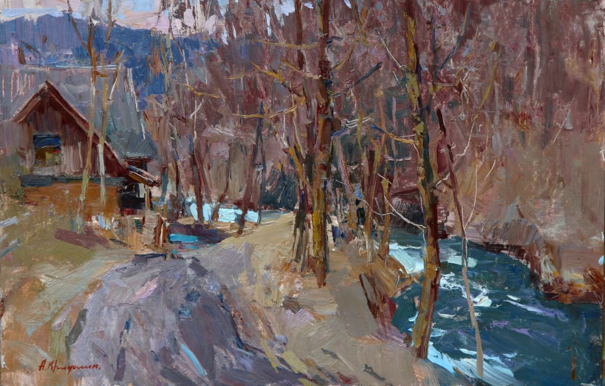 Impressionistic Landscape Oil Painting By Aleksandr Kryushyn, 20 X 13, Early Spring.pylypets., Original Artwork