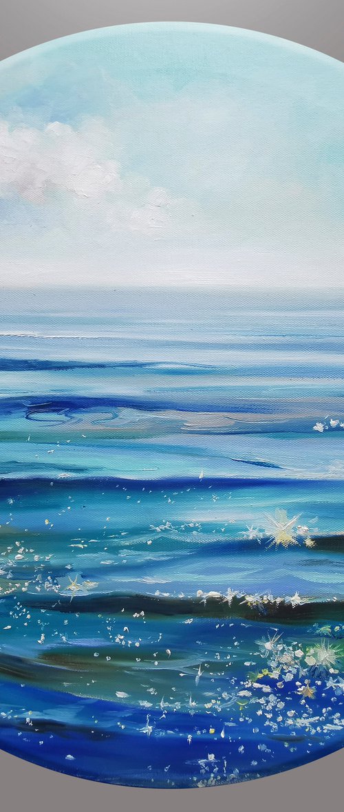 Sea painting on canvas, Seascape oil painting by Annet Loginova