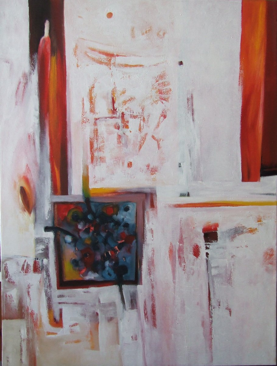 Abstract Oil Painting By Csaba Csendes, 24 X 31, Okos Vilag, Original Artwork