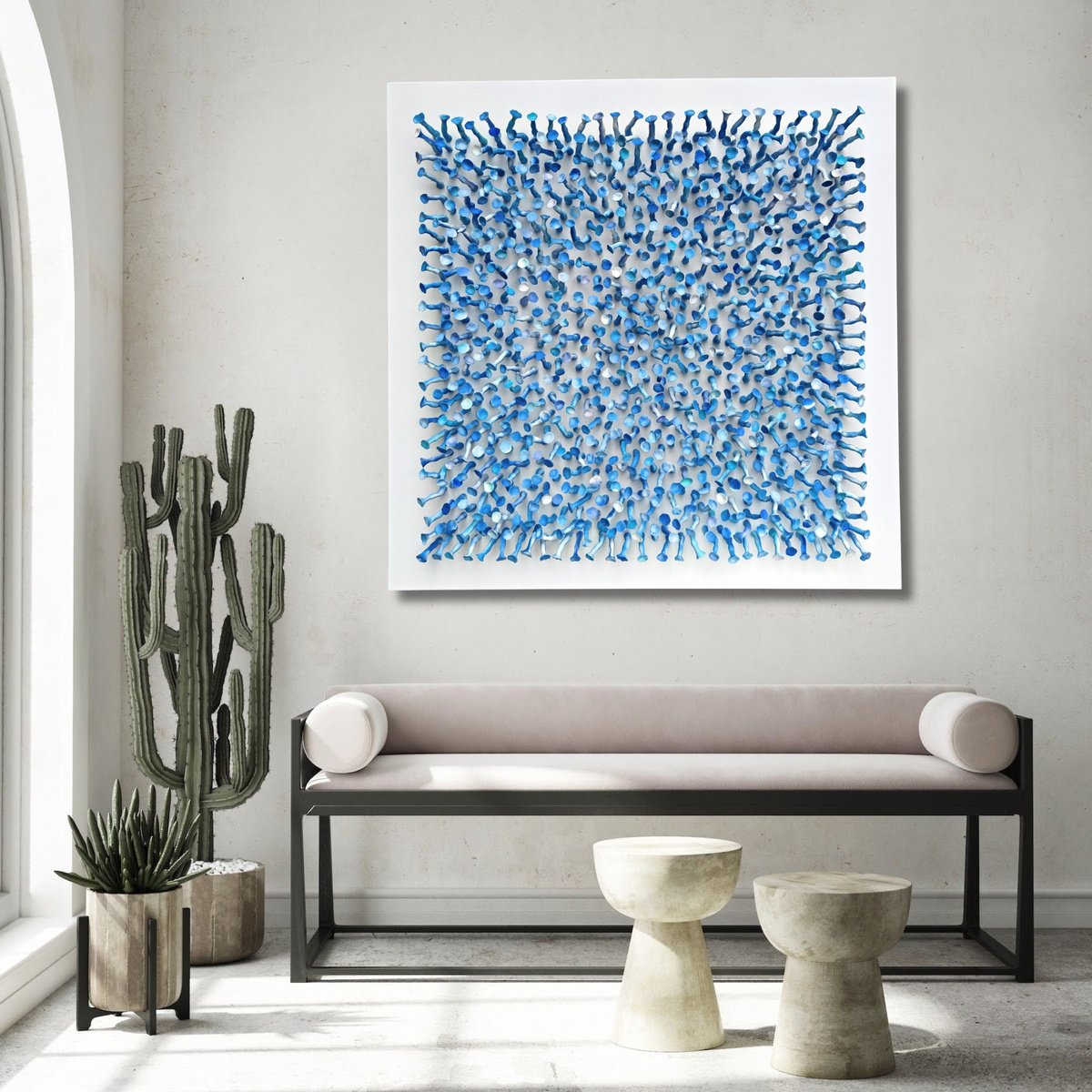 Organic Clay Sculpture , Connection, Blue #26 (36X36) By Natasha Kanevski, 36 X 36, Artwork For Sale On Artfinder