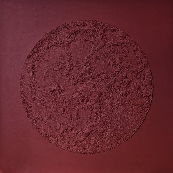 "Burgundy Moon" Burgundy abstract textured