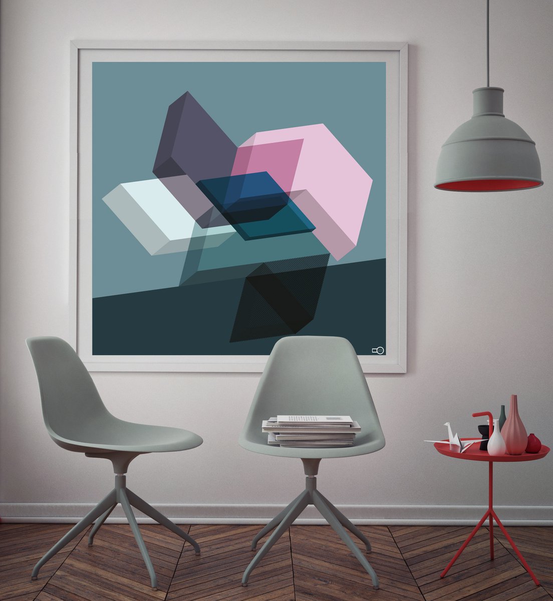 Geometric Abstract Giclee Print By Leigh Bagley, 39 X 39", Koben, Original Artwork