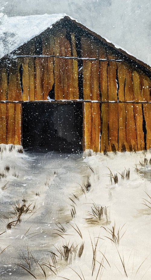 Kansas Barn in Winter by Derek Burleson