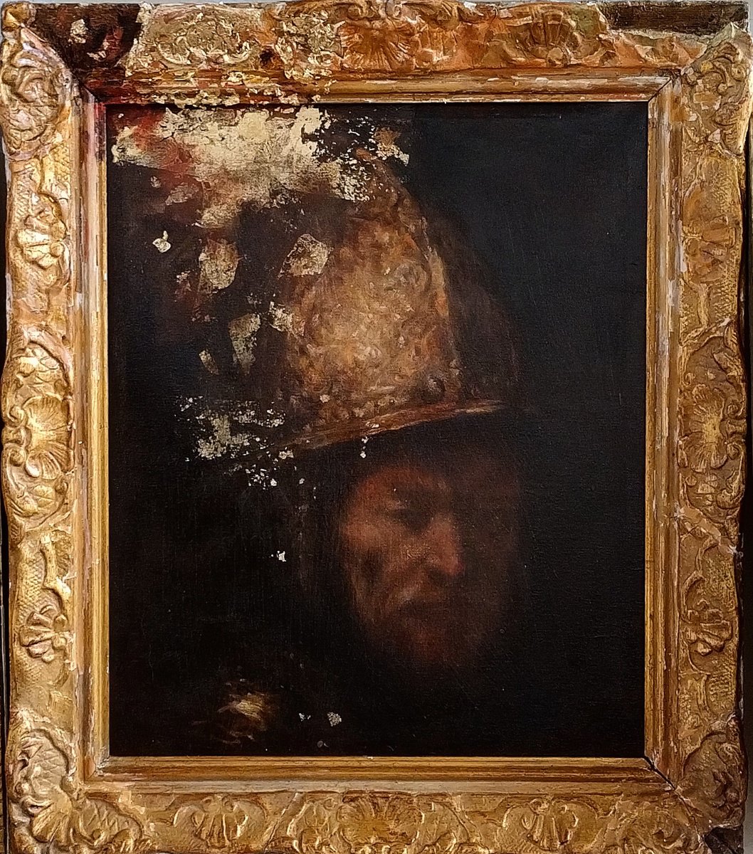 Photorealistic Portrait Oil Painting By Sebastian Beianu, 16 X 20", The Helmeted Soldier, Original Artwork
