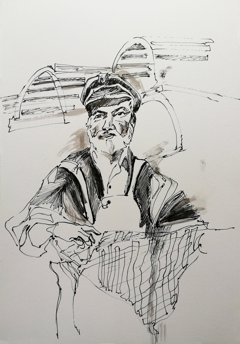 Harbor People: Lobsterman with Net by Jelena Djokic