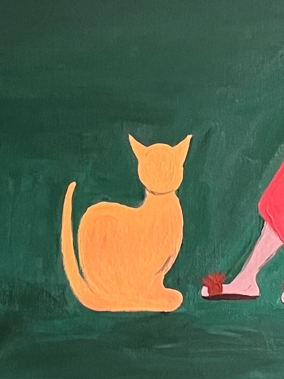 Woman with Cat original Painting