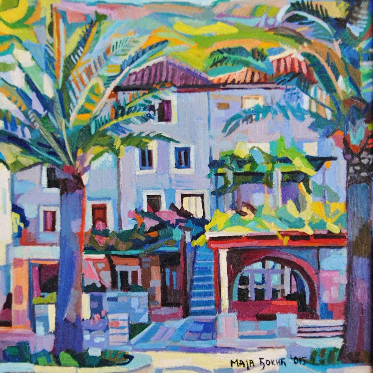 Maja Đokić Mihajlović | Original  Oil Painting | Old Coastal House | 25 X 25Cm | Artwork For Sale On Artfinder
