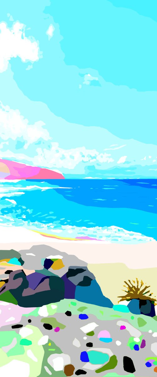 Doniños beach/ Playa de Doniños (pop art, seascape) by Alejos