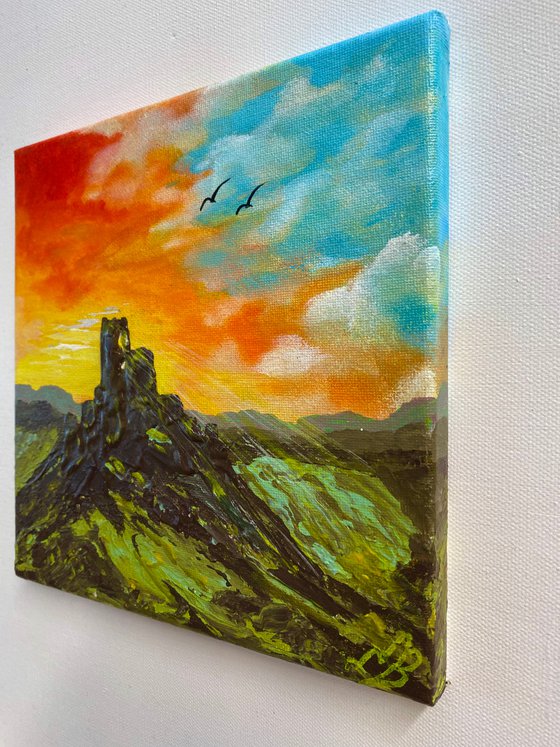 Corfe Castle Textured Unframed