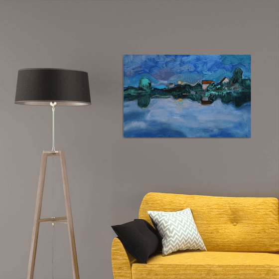 Twilight time.Moon rising