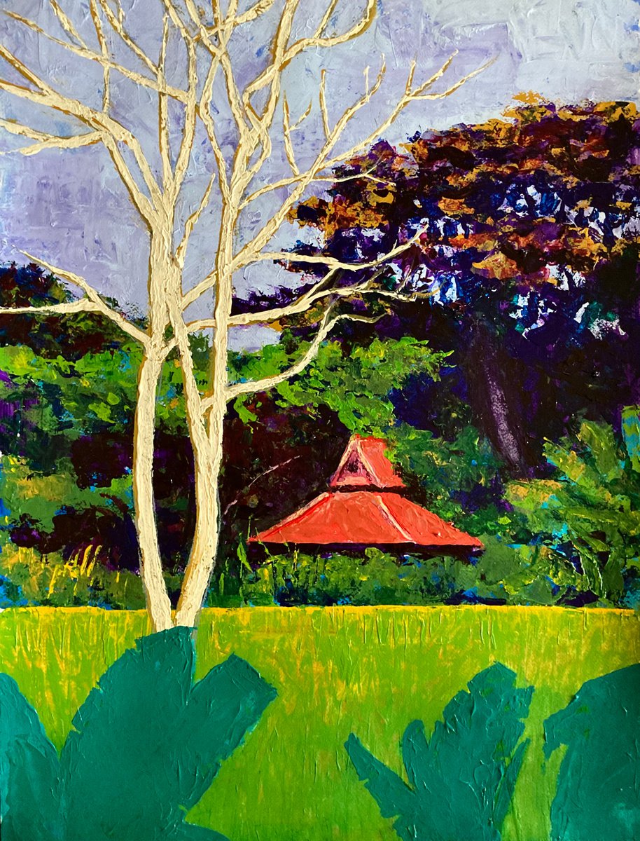 Impressionistic Landscape Acrylic Painting By John Cottee, 22 X 30, The White Trees, Original Artwork