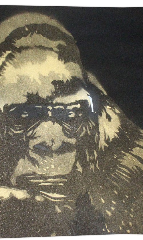 Gorilla in the groove (AirPods) (on gorgeous watercolour paper). by Juan Sly