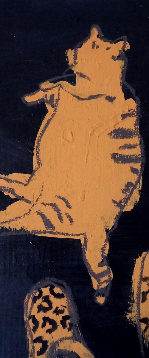 #4/24 Tiger cat on a black background by Valerie Lazareva