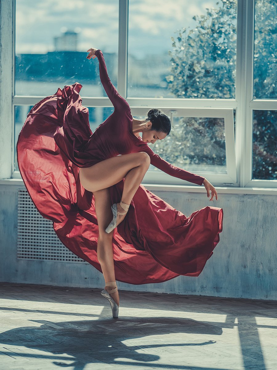 Photorealistic Portrait Photograph By Dan Hecho, 24 X 35, Dancer In Red, Original Artwork