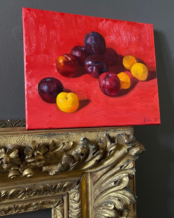 Still life with plums