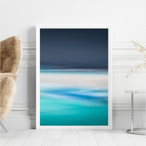 Moody Blue Morning - teal and blue abstract seascape