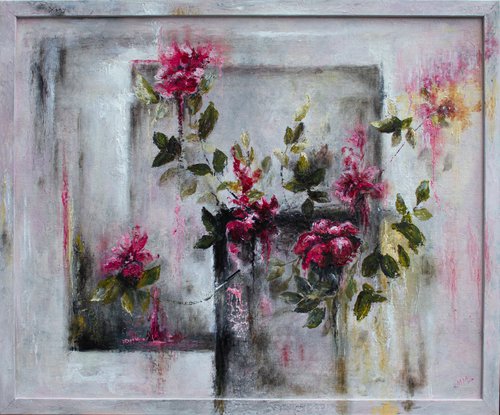 Framed abstract artwork FLORAL CONSTRUCTS by Mila Moroko