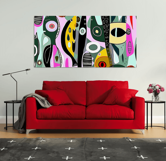 Geometric abstraction with fishes #8