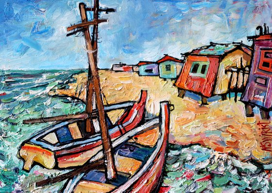 Fishing boats and home.