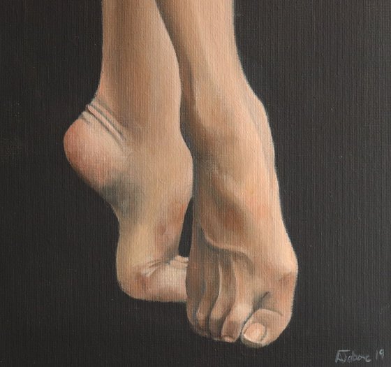 Demi-pointe, Ballet Feet, On Pointe Painting, Ballerina, Dance, Framed and Ready to Hang, Feet on Tip-Toes