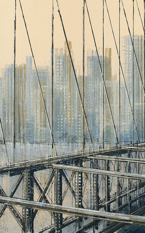 New York. The Brooklyn Bridge At Sunset by Marc Todd