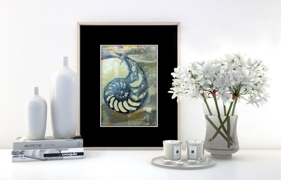Nautilus Shell 2020-14 - Mixed media Sea Shell Painting by Kathy Morton Stanion